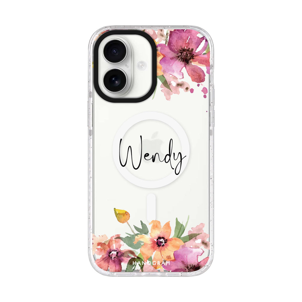 Garden Glow iPhone 17 水晶透明保護殼正面展示