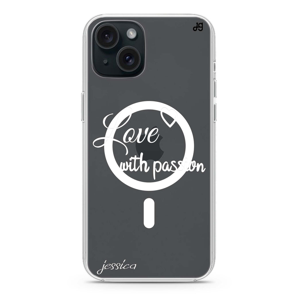 Always be true love with passion I iPhone 15 Plus Magsafe 兼容水晶透明保護殼