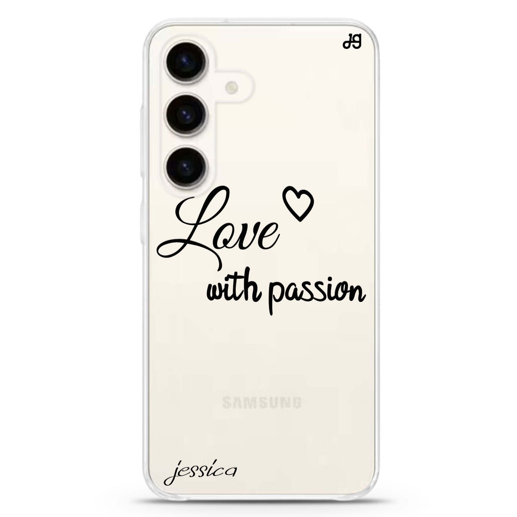 Always be true love with passion II Samsung Galaxy S26/S25/S24 可加名字水晶透明保護殼正面展示