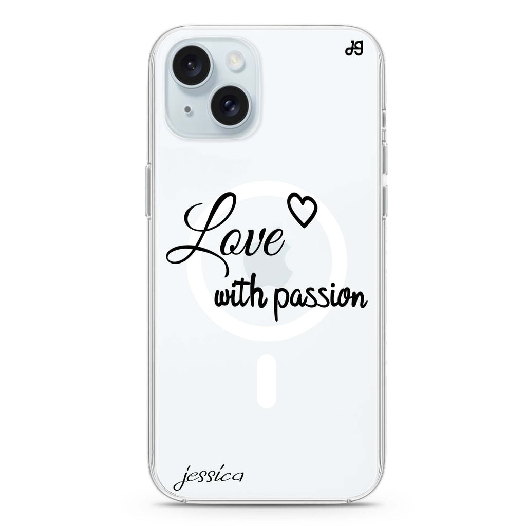 Always be true love with passion II iPhone 15 Magsafe 兼容水晶透明保護殼