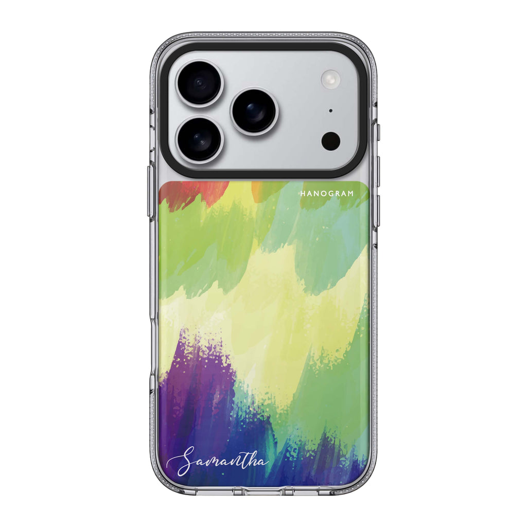 Watercolor Abstract iPhone 17 Pro Max MagSafe 水晶透明保護殼 抽象圖案設計 可自訂名字 圖1