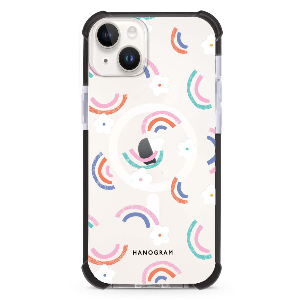 Rainbow Floral iPhone 15 Plus Magsafe 兼容超強防摔保護殼