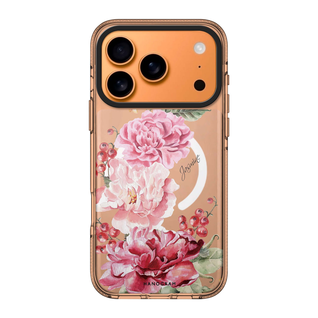 Pretty Watercolor Flowers 款式 1 iPhone 17 Pro Max MagSafe 水晶透明保護殼 花卉圖案設計 可自訂名字 圖1