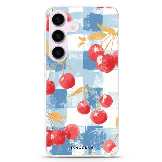 Cherry Picnic Samsung Galaxy S26/S25/S24 水晶透明保護殼正面展示