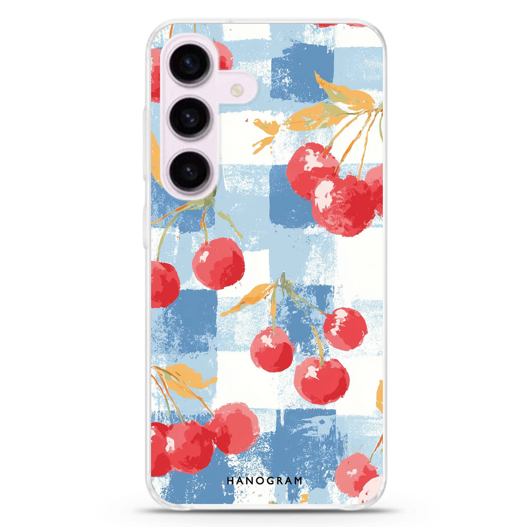 Cherry Picnic Samsung Galaxy S26/S25/S24 水晶透明保護殼正面展示