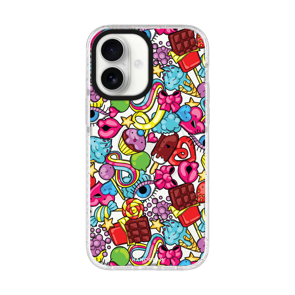 Doodle Delights iPhone 17 水晶透明保護殼正面展示
