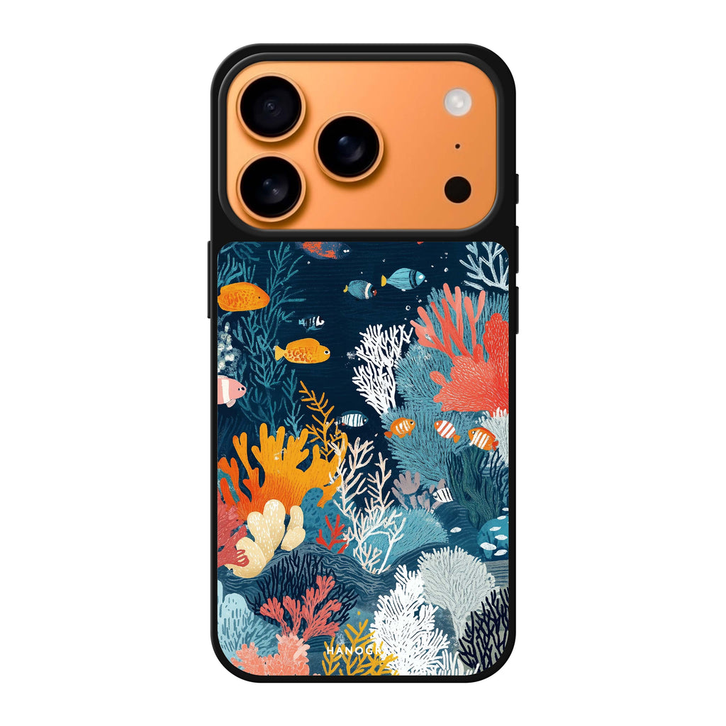 Coral Carvings 橙色圖案 iPhone 17 Pro Max 鏡面手機殼主圖