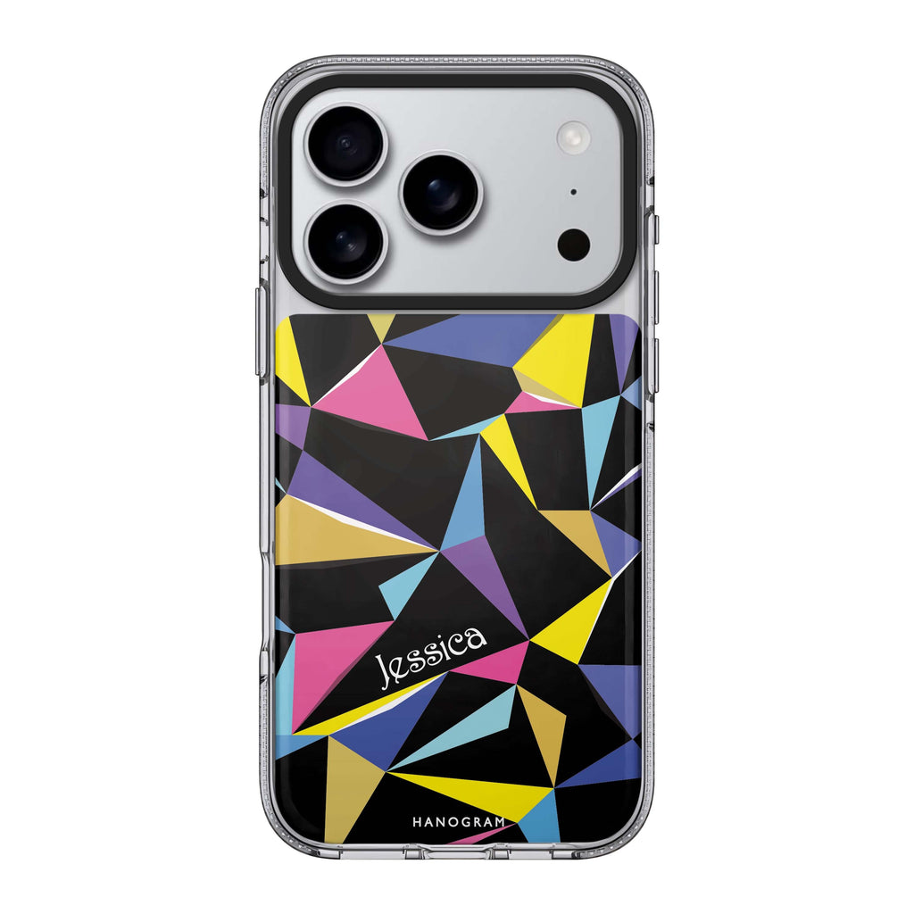 Geometric iPhone 17 Pro Max MagSafe 水晶透明保護殼 插畫圖案設計 可自訂名字 圖1