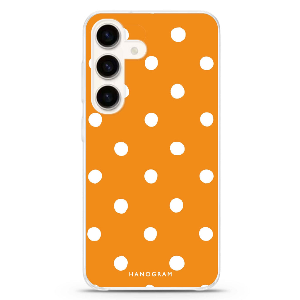Orange Dots Samsung Galaxy S26/S25/S24 水晶透明保護殼正面展示