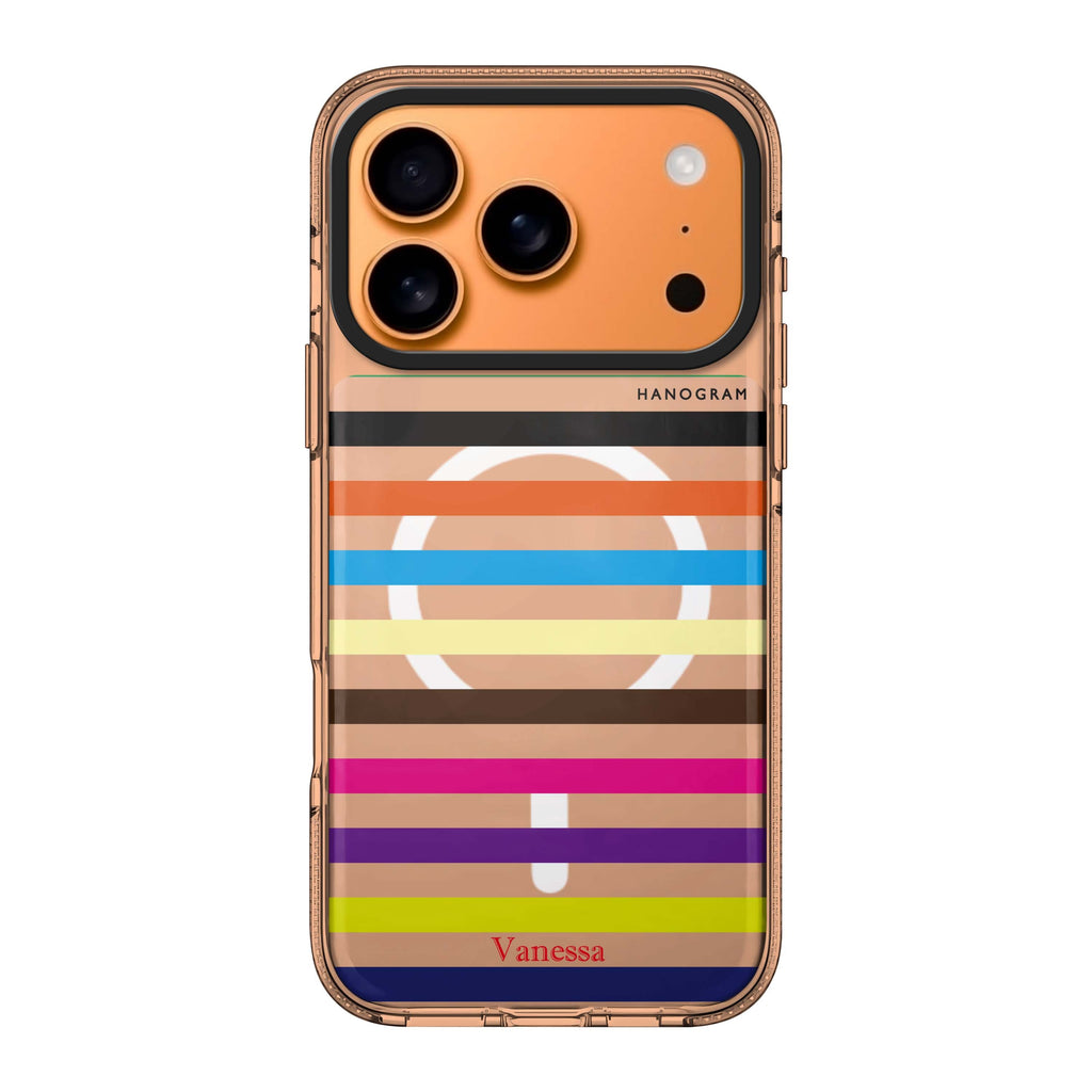 colorful stripe iPhone 17 Pro Max MagSafe 水晶透明保護殼 圖案款設計 可自訂名字 圖1