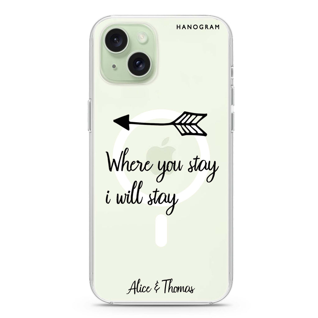 Always love together iPhone 15 Magsafe 兼容水晶透明保護殼