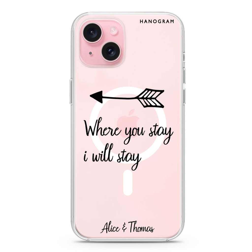 Always love together iPhone 15 Plus Magsafe 兼容水晶透明保護殼