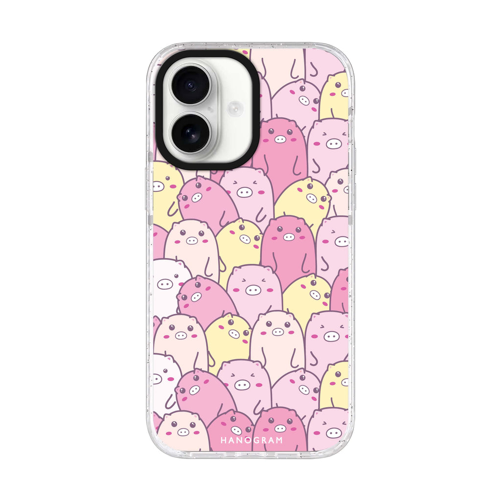 Piggy Pals iPhone 17 水晶透明保護殼正面展示