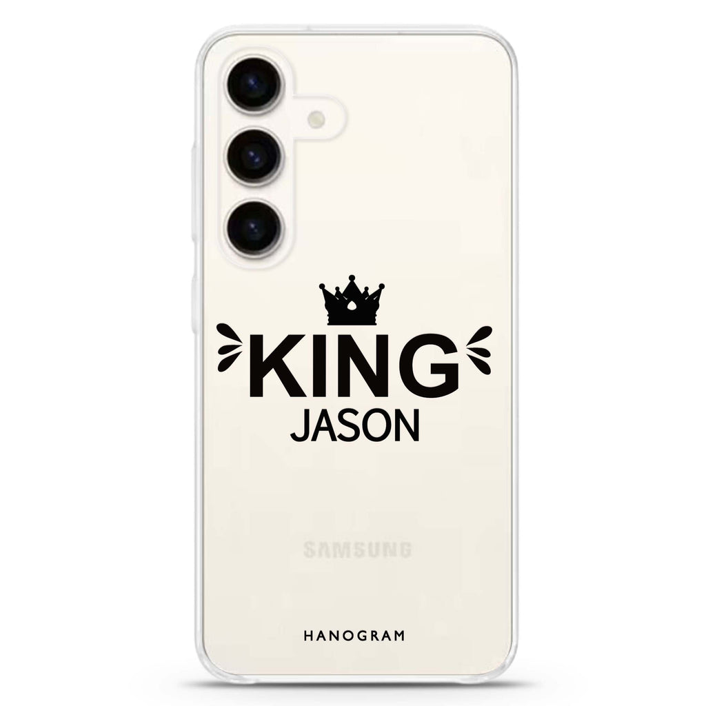 I am the king Samsung Galaxy S26/S25/S24 可加名字水晶透明保護殼正面展示