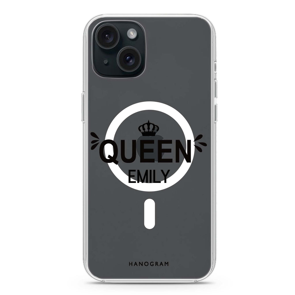 I am the queen iPhone 15 Plus Magsafe 兼容水晶透明保護殼