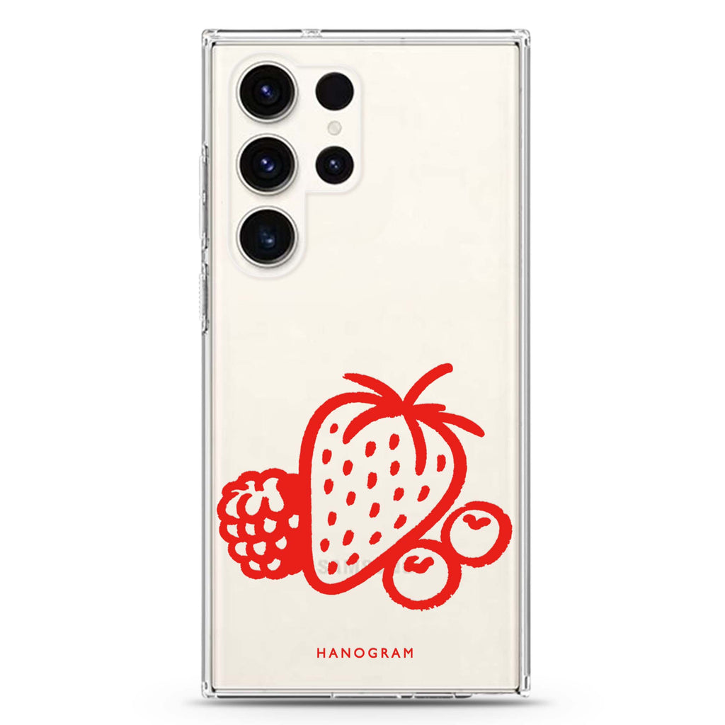 Berry Red Doodles Samsung Galaxy 水晶透明保護殼