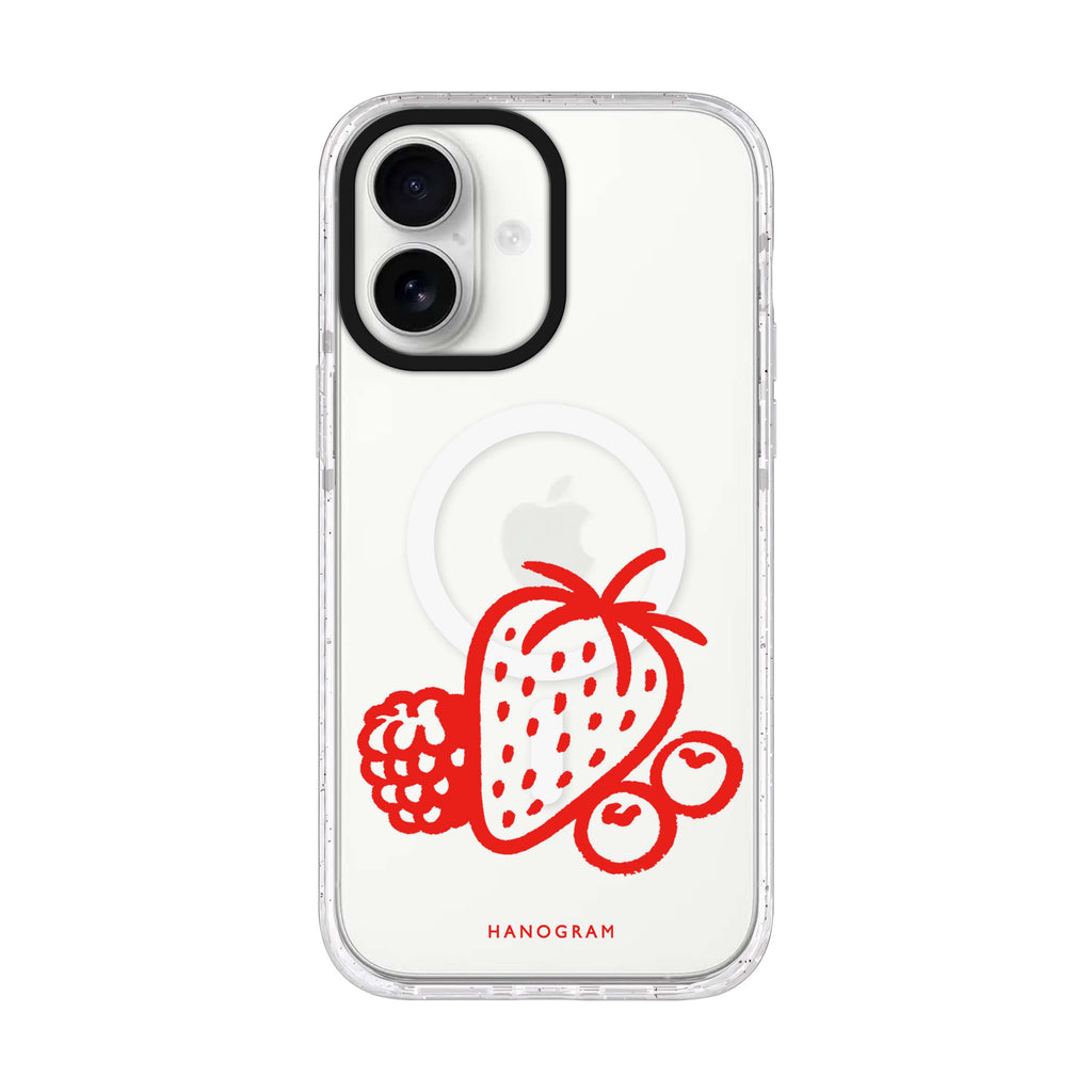 Berry Red Doodles 水晶透明保護殼