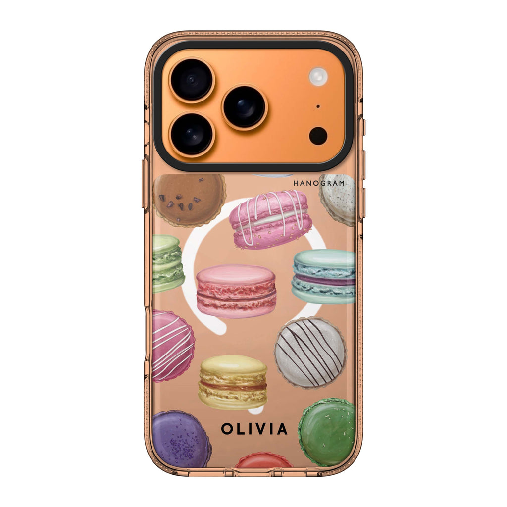 Macarons Land iPhone 17 Pro Max MagSafe 水晶透明保護殼 美食圖案設計 可自訂名字 圖1