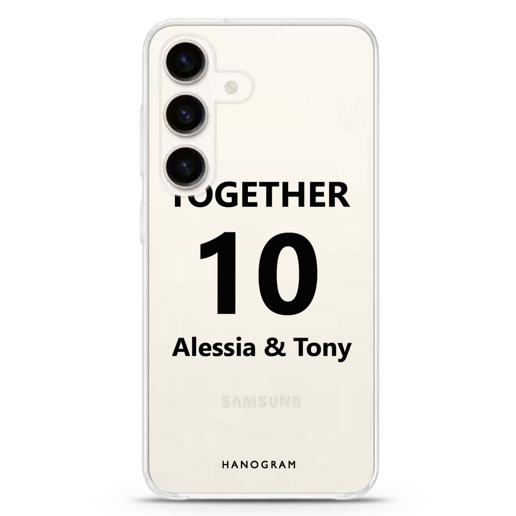 Love story Samsung Galaxy S26/S25/S24 可加名字水晶透明保護殼正面展示