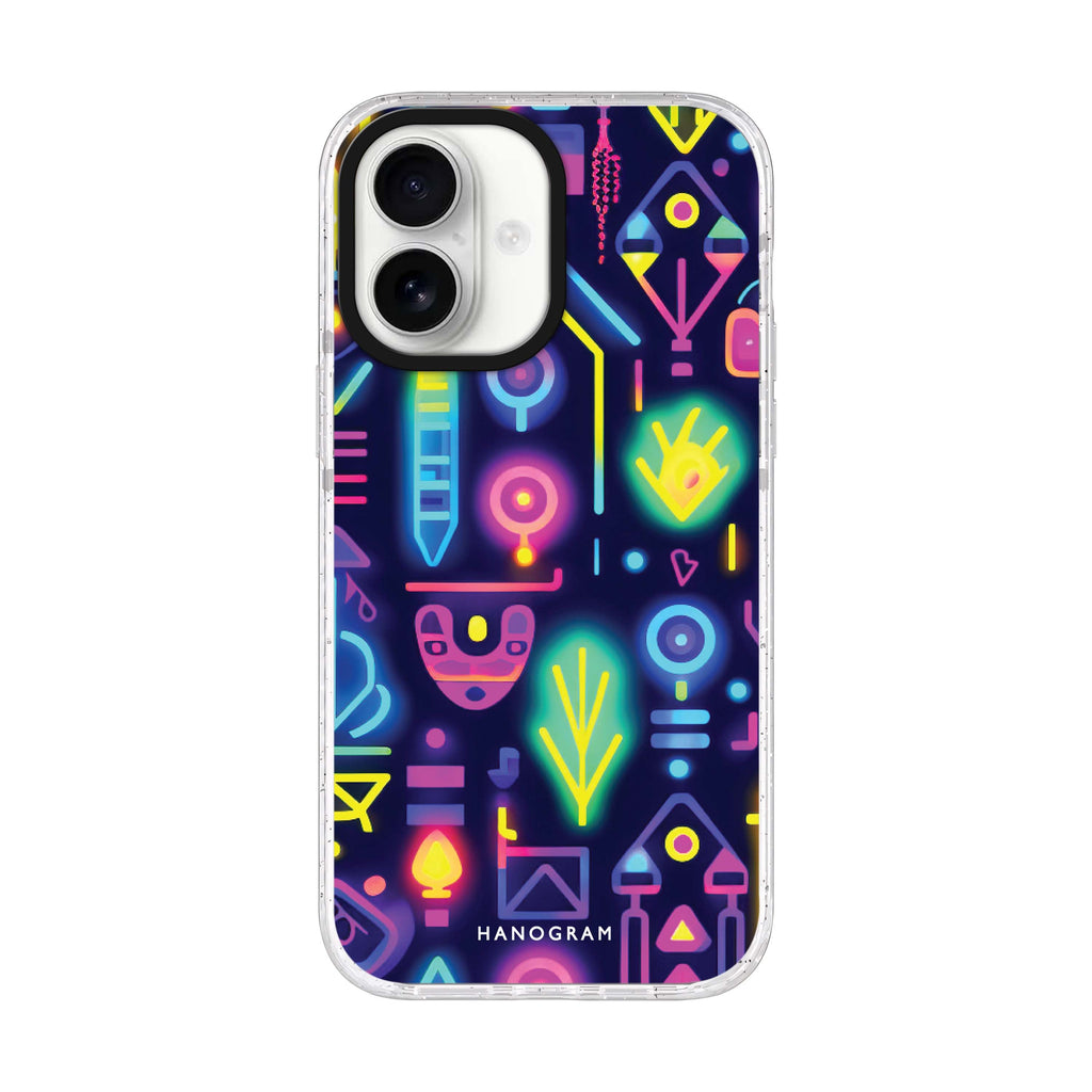 Neon Sparkle iPhone 17 水晶透明保護殼正面展示