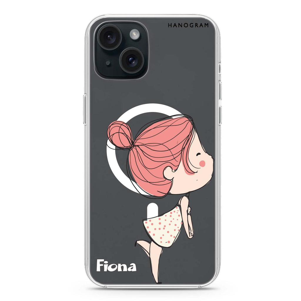 Cute girl kissing iPhone 15 Magsafe 兼容水晶透明保護殼
