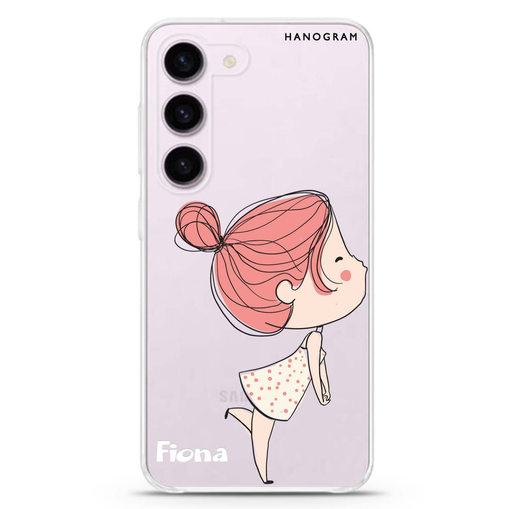 Cute girl kissing Samsung Galaxy 水晶透明保護殼