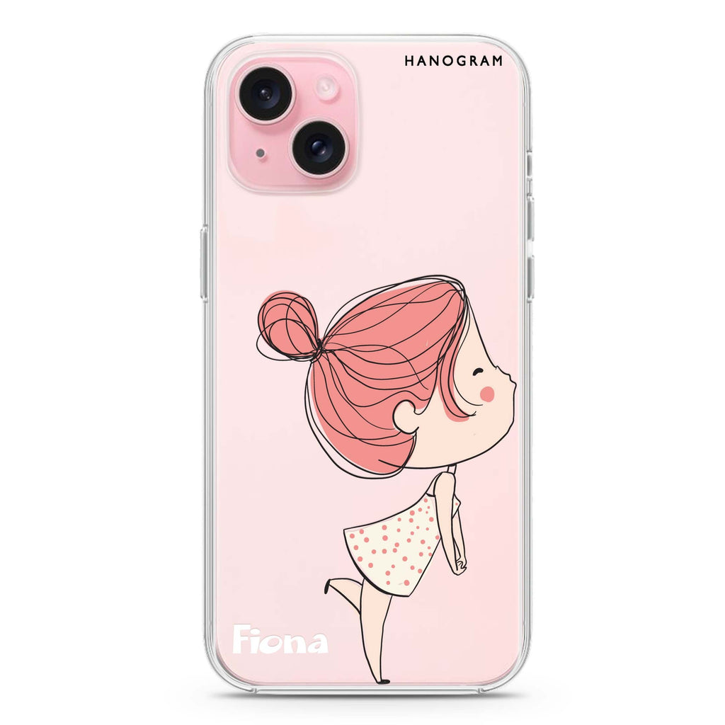 Cute girl kissing iPhone 15 plus 水晶透明保護殼