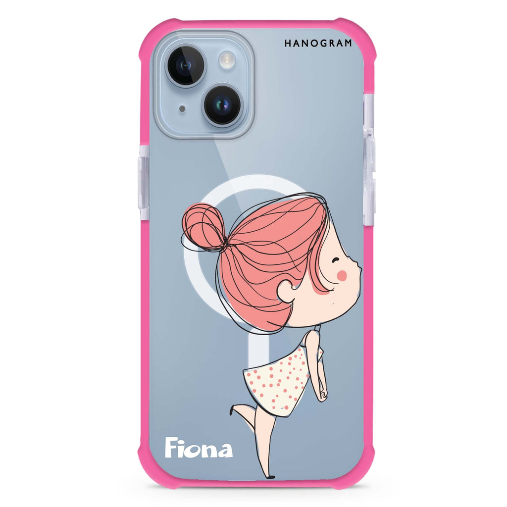 Cute girl kissing iPhone 15 Plus Magsafe 兼容超強防摔保護殼