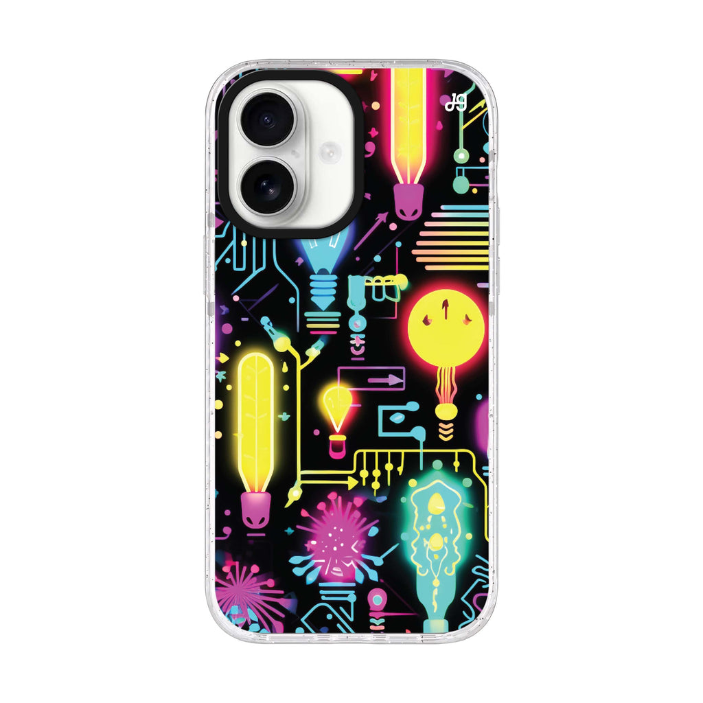 Neon Cascade iPhone 17 水晶透明保護殼正面展示