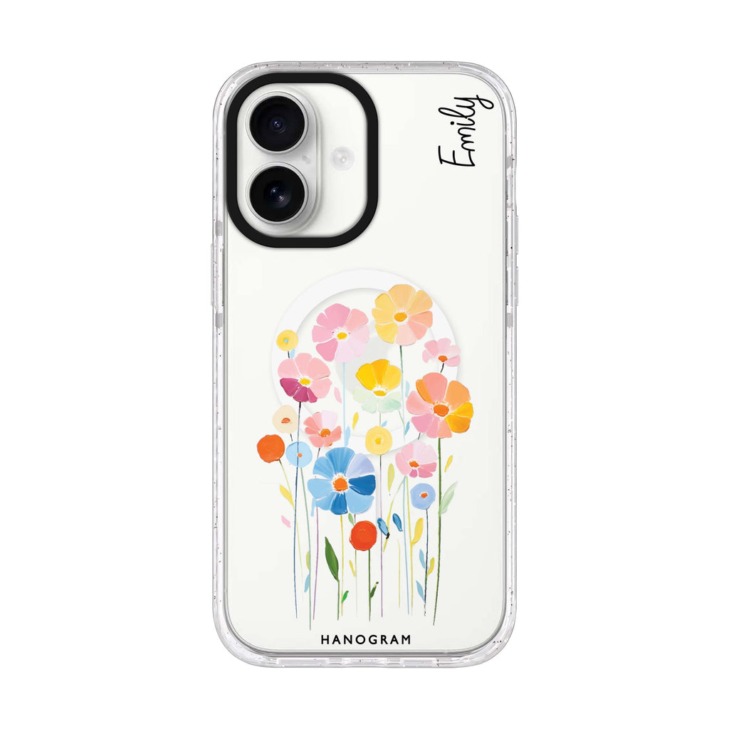 Floral Elegance iPhone 17 水晶透明保護殼正面展示