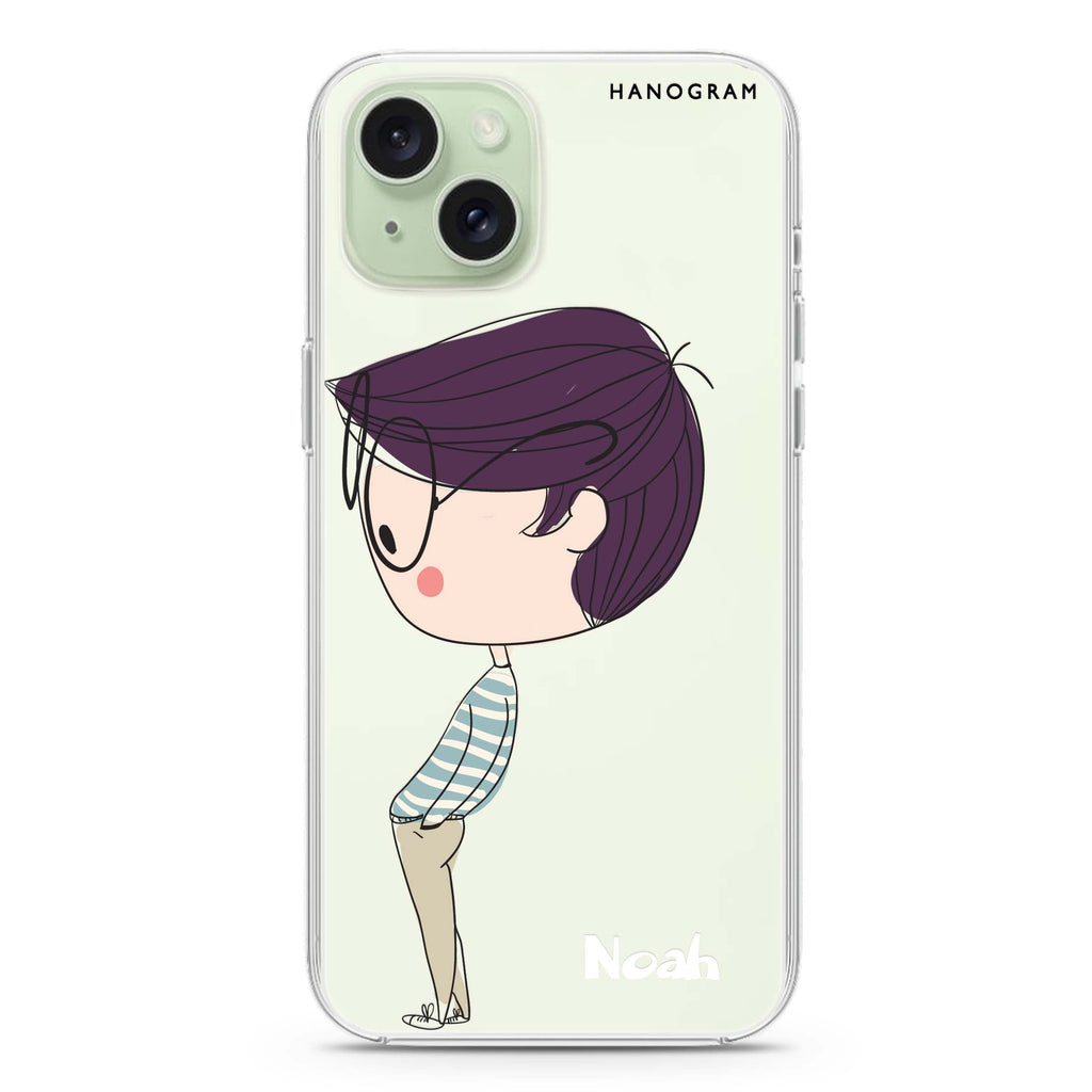 Boy kissing iPhone 15 plus 水晶透明保護殼