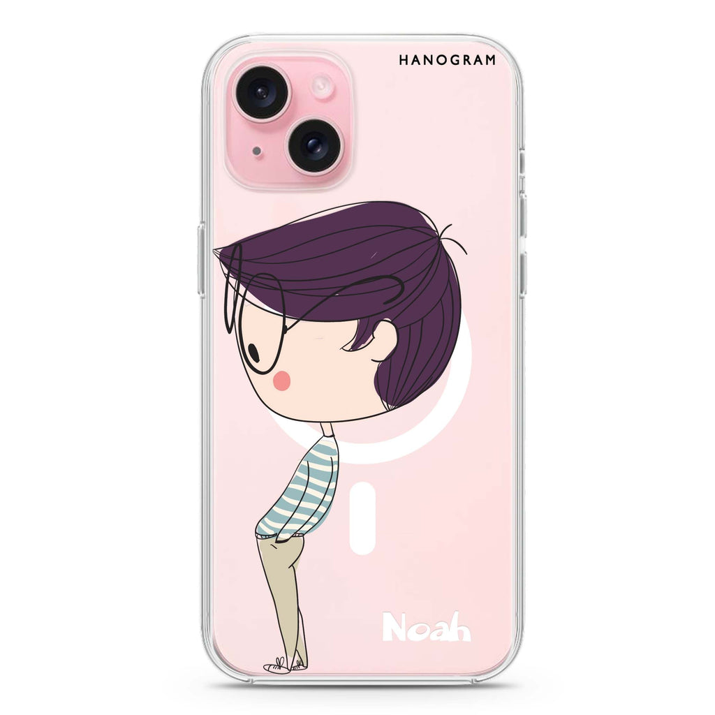 Boy kissing iPhone 15 Magsafe 兼容水晶透明保護殼
