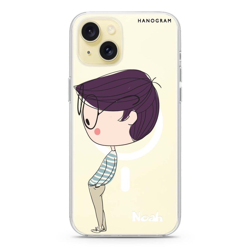 Boy kissing iPhone 15 Plus Magsafe 兼容水晶透明保護殼