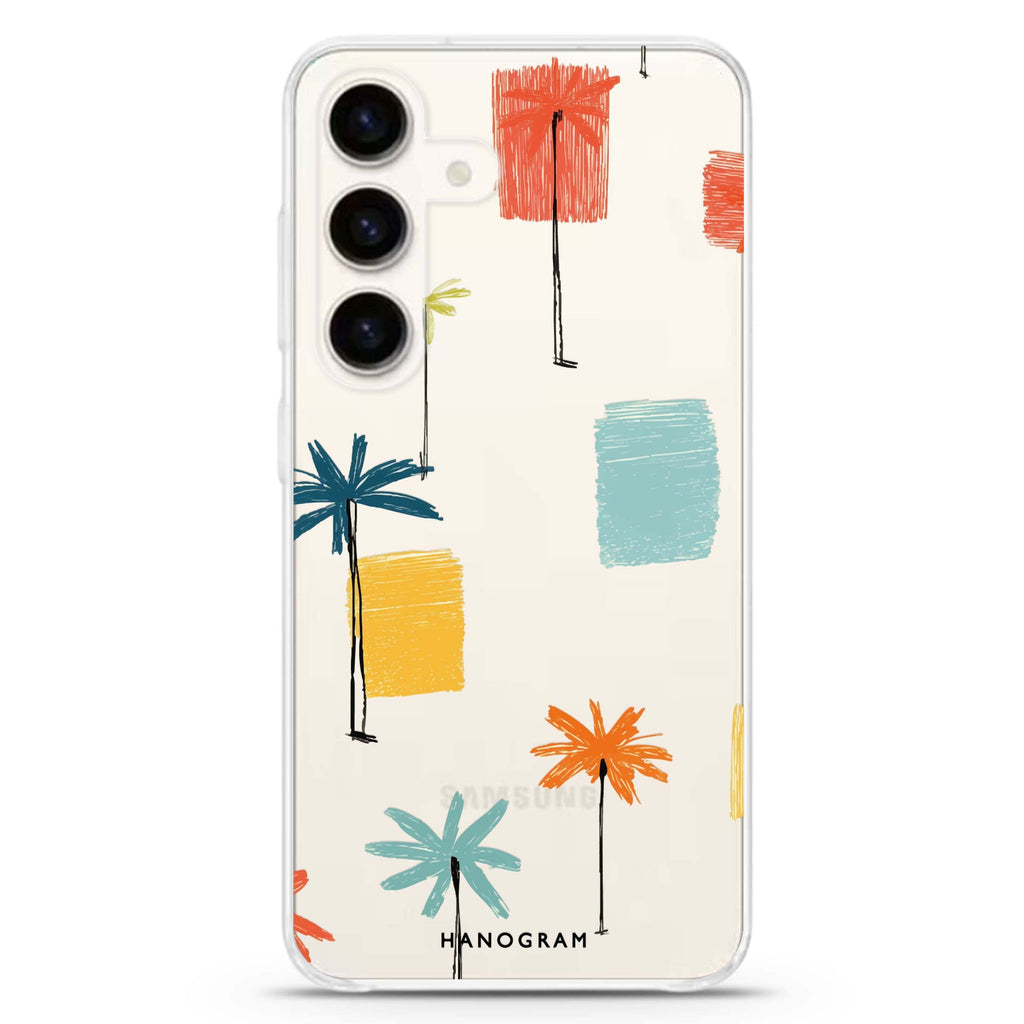 Tropic Scribble Samsung Galaxy S26/S25/S24 水晶透明保護殼正面展示
