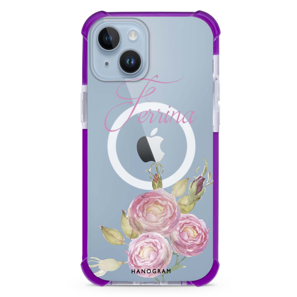 Three Watercolor Flowers iPhone 15 Plus Magsafe 兼容超強防摔保護殼