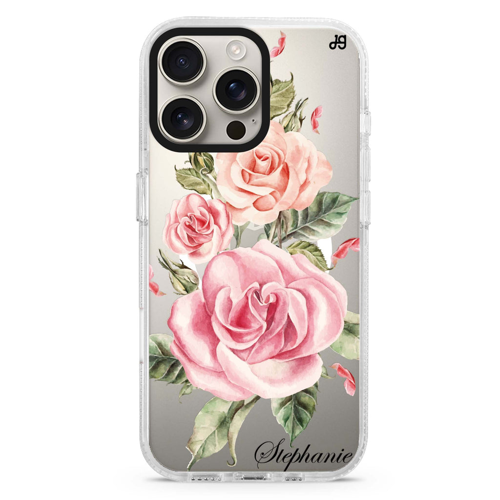 Pink Watercolor Floral Magsafe 兼容水晶透明保護殼