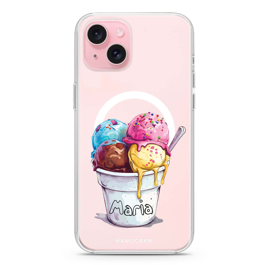 Sweet Scoops iPhone 15 Magsafe 兼容水晶透明保護殼