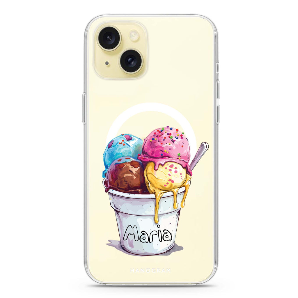 Sweet Scoops iPhone 15 Plus Magsafe 兼容水晶透明保護殼