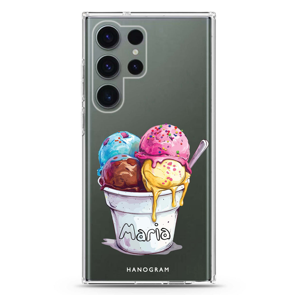 Sweet Scoops Samsung Galaxy Ultra 可加名字透明保護殼，適用 S26/S25/S24/S23 Ultra，圖1