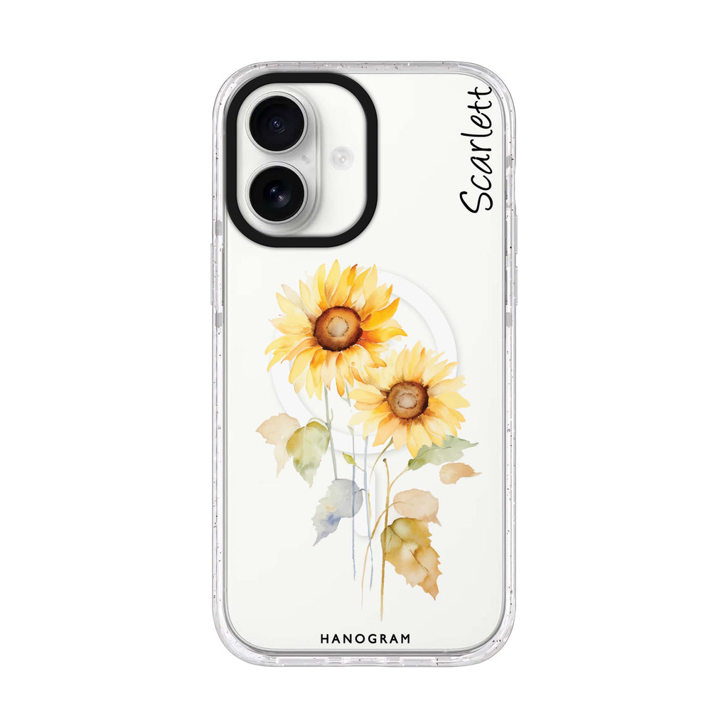 Sunny Blooms iPhone 17 水晶透明保護殼正面展示