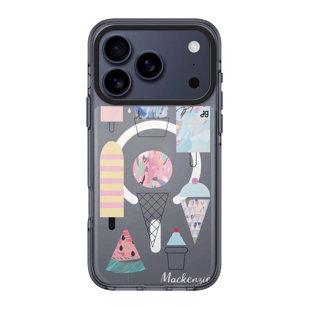 Artistic Ice cream II iPhone 17 Pro Max MagSafe 水晶透明保護殼 雪糕圖案設計 可自訂名字 圖1