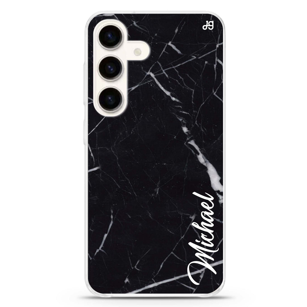Black Marble – Deep Love Samsung Galaxy S26/S25/S24 可加名字水晶透明保護殼正面展示