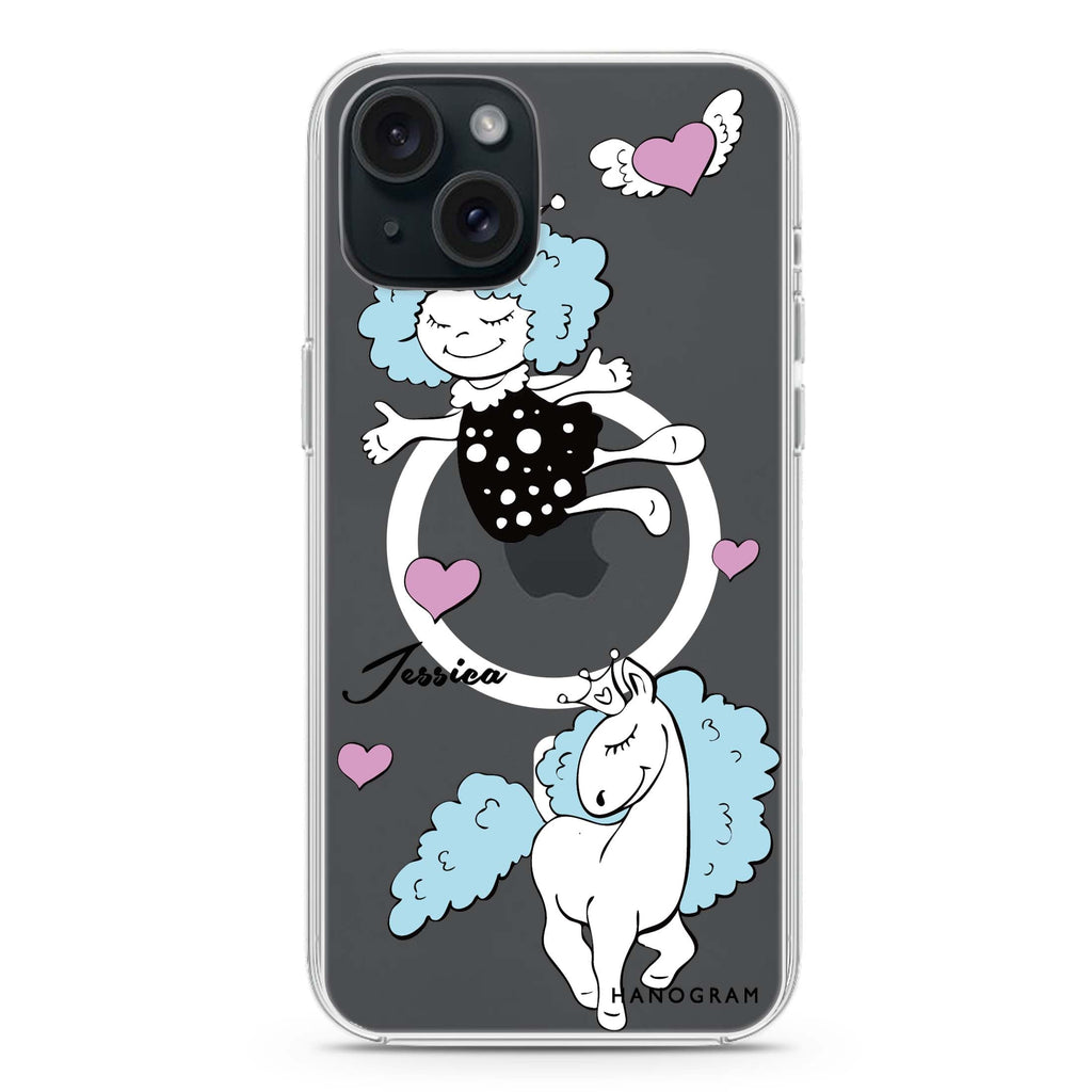 Queen & Unicorn iPhone 15 Magsafe 兼容水晶透明保護殼