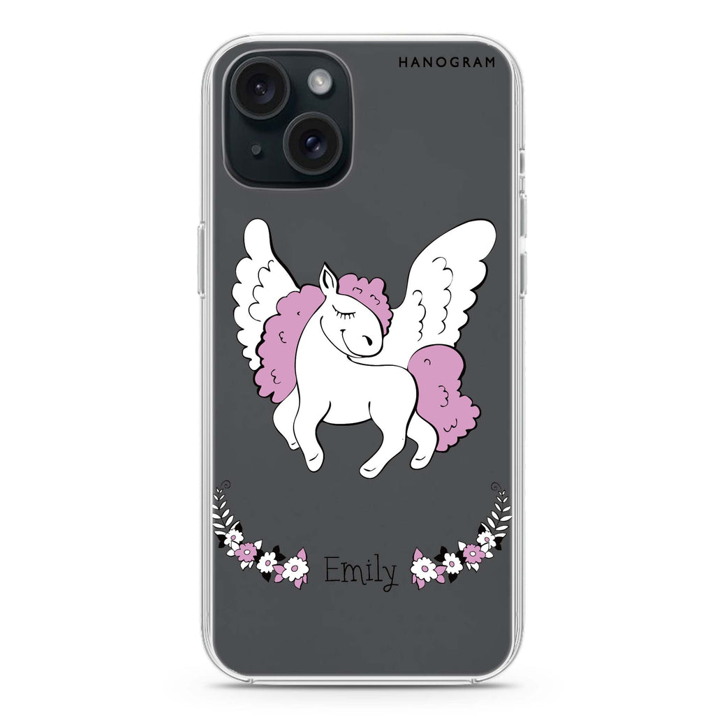 White Unicorn iPhone 15 plus 水晶透明保護殼