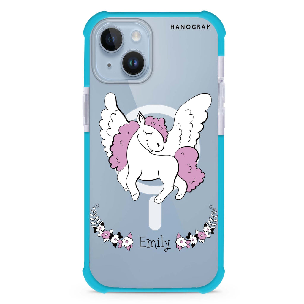 White Unicorn iPhone 15 Plus Magsafe 兼容超強防摔保護殼