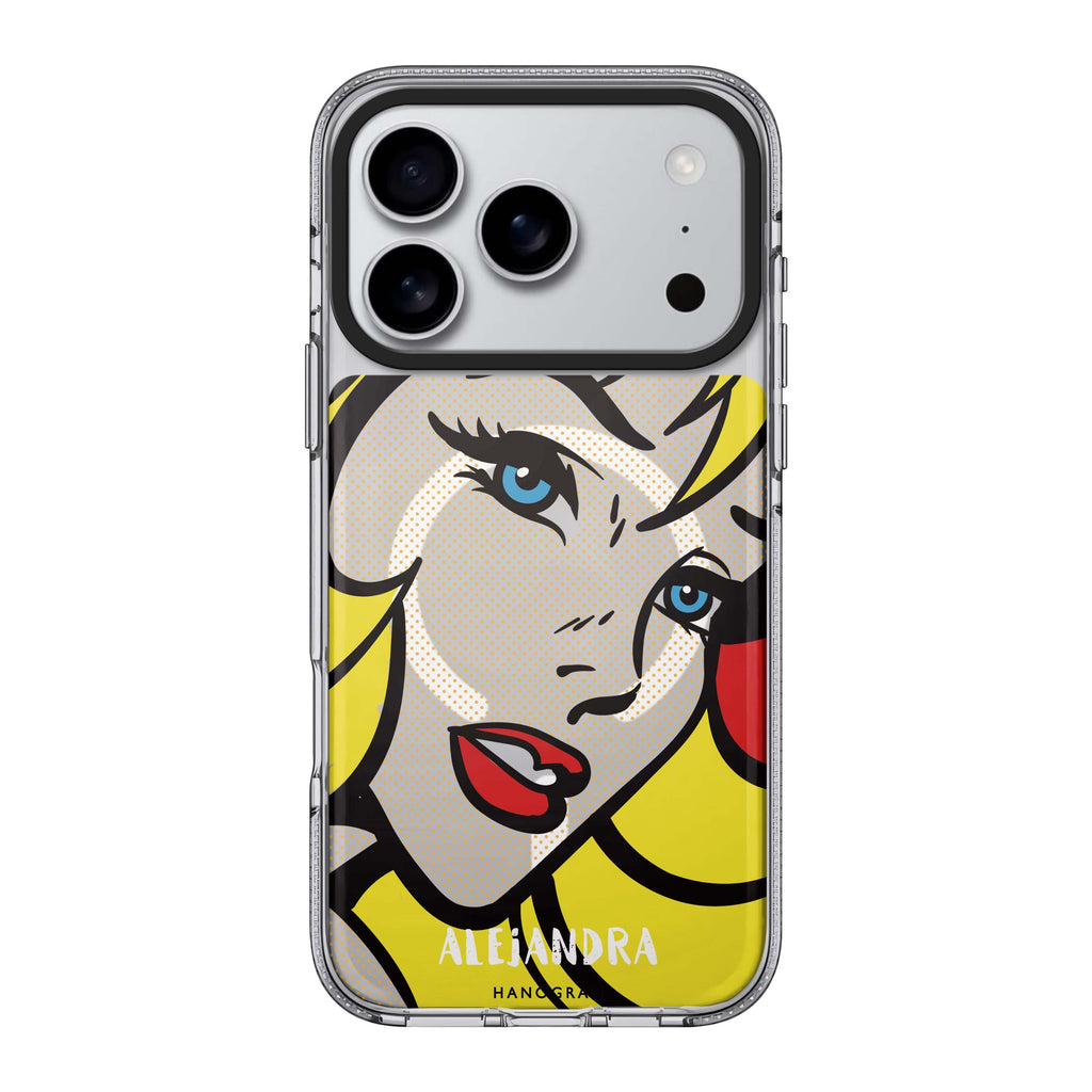 Pop Girl iPhone 17 Pro Max MagSafe 水晶透明保護殼 人像插畫設計 可自訂名字 圖1