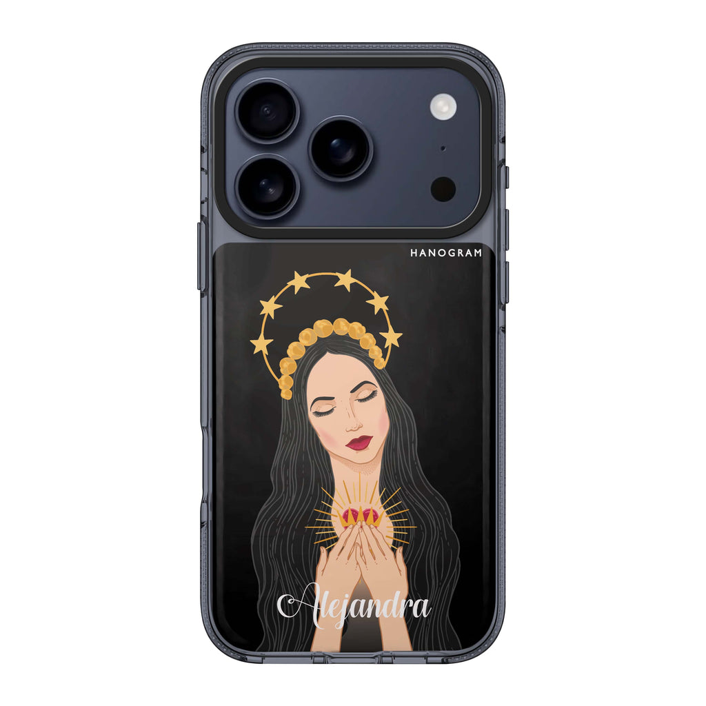 The Virgin Mary iPhone 17 Pro Max MagSafe 水晶透明保護殼 人像插畫設計 可自訂名字 圖1