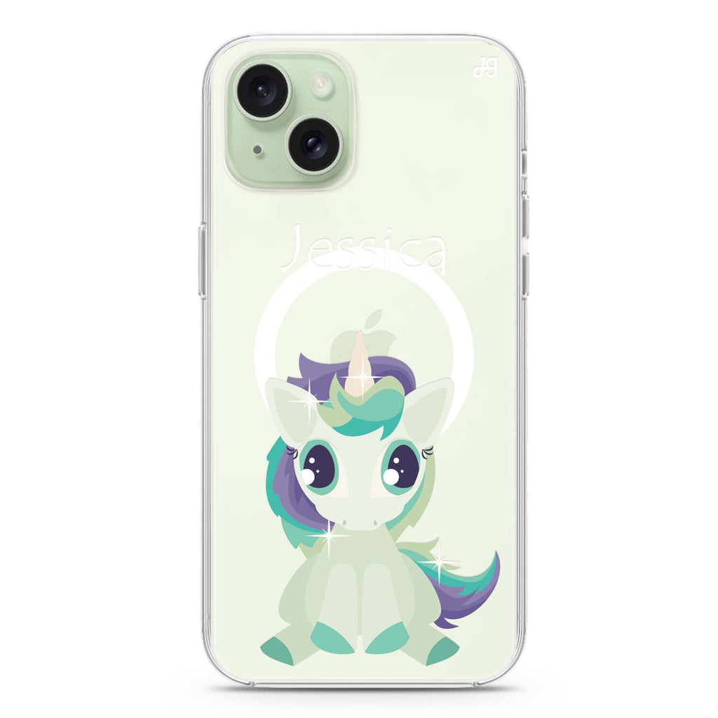 Pretty Eyes Unicorn iPhone 15 Magsafe 兼容水晶透明保護殼