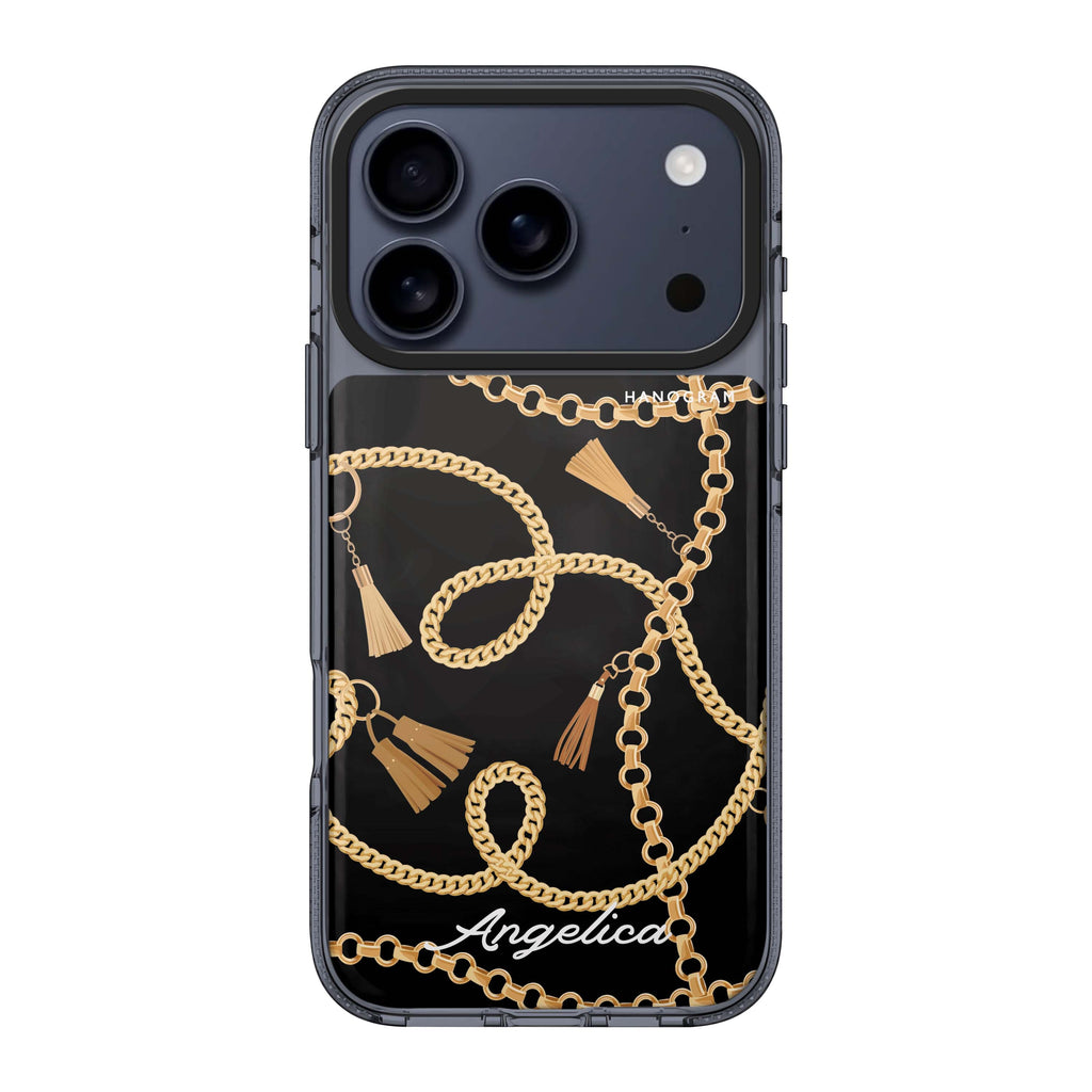 Belt and Chain I iPhone 17 Pro Max MagSafe 水晶透明保護殼 時尚圖案設計 可自訂名字 圖1