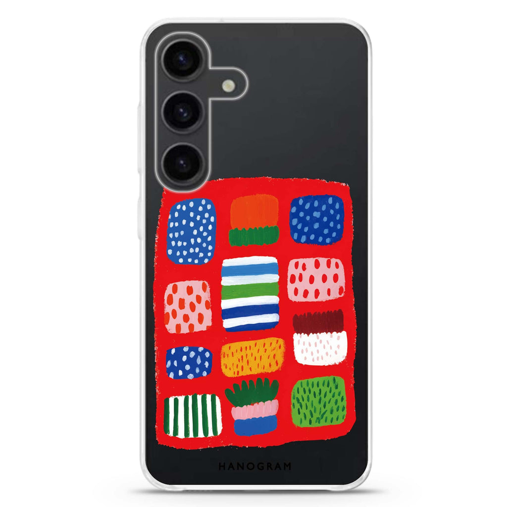 Tropical Candy Lines Samsung Galaxy S26/S25/S24 水晶透明保護殼正面展示